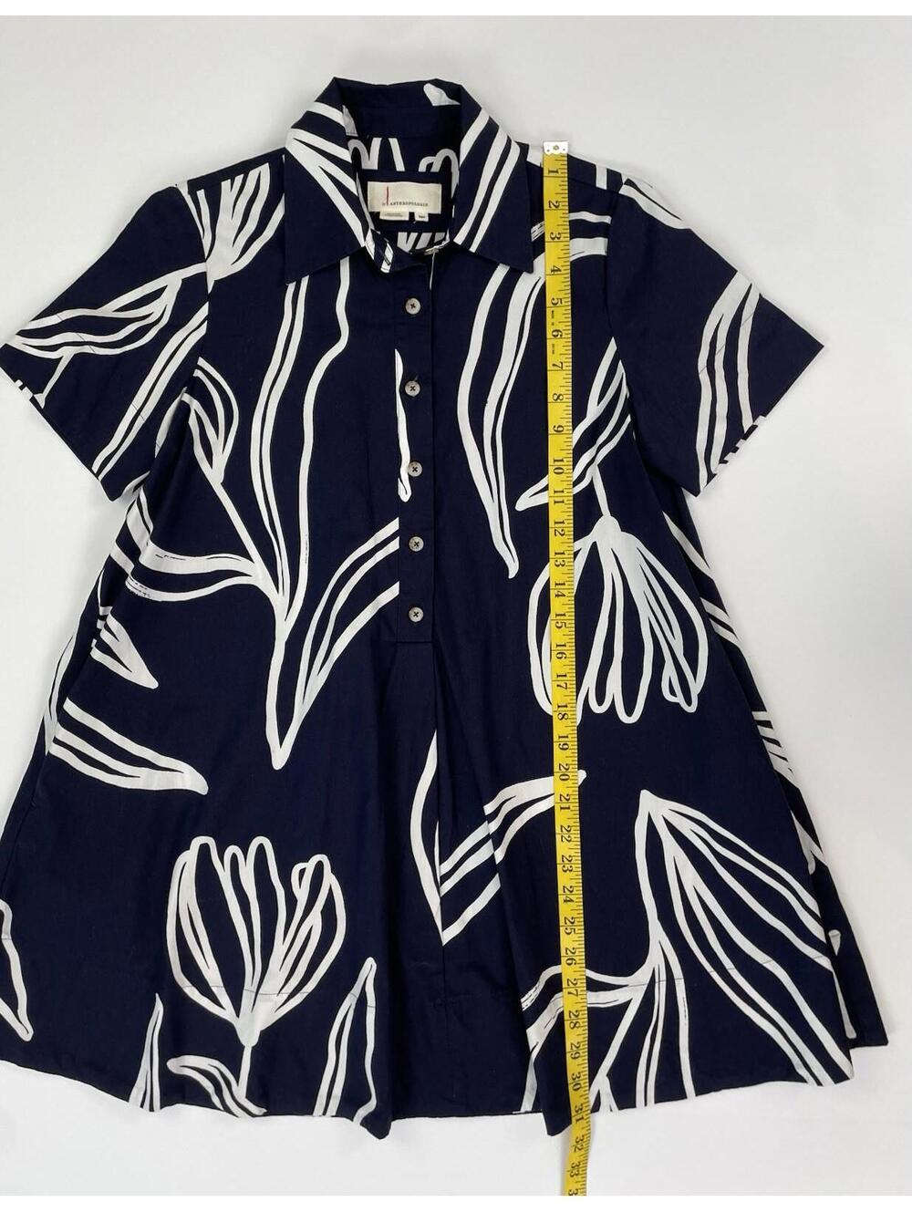 Anthropologie Pollie Swing Tunic Mini Dress Navy XSP - Picture 7 of 10